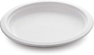 Pack of 50 Strong Large Oval Disposable Plates 10"x8" Biodegradable Disposable, Sugarcane Fibre Compostable Plates Party for HOT & Cold Foods, Microwave Safe, Strong & Sturdy