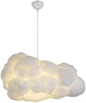 Funteam Modern Floating White Cloud Pendant Hanging Light Nordic Cotton Ceiling Light Fixture Girls Children's Living Room Bedroom Hotel Lobby Restaurant Clothing Store Chandelier (15.7Inch)
