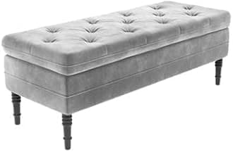 Wood Point Crafts 2 Seater Upholstered Storage Bench Sofa Settee Storage Ottoman with Storage for Living Room/Bedroom/Office (Grey)