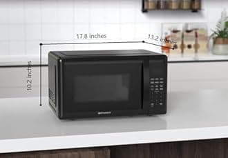 Emerson Radio MW7302B Microwave Oven, Stainless Steel, Solid Black