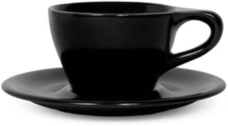 notNeutral LINO Porcelain Cup & Saucer (Black, Small Latte, 2)