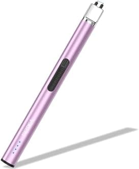 REIDEA Lighter S4 Pro Electric USB Rechargeable Safety Lock with LED Battery Indicator Flameless Windproof Arc Plasma Lighter for Candle, Fireworks (Lavender Purple)