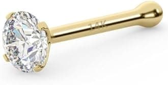 EternalDia IGI Certified 1.5mm/1.7mm/2mm Diamond Nose Stud With Ball / 14K Gold Nose Stud in 20 Gauge/Nose Ring Bone Diamond Color-I-J, Diamond Clarity- I2-I3 For Women