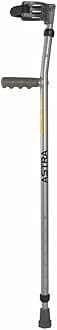 Vissco Astra Plus | Elbow Crutches For those Physically Chalenged With Adjustable Elbow Support with PVC grip Handle| Light Weight & Height Adjustable | Walking Stick (1 Pair)- Universal (Grey)