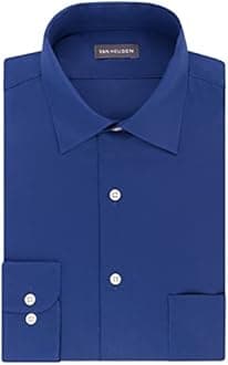 Van Heusen mens Dress Shirts Regular Fit Lux Sateen Stretch Solid Dress Shirt