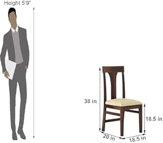 Sheesham Wood 6 Seater Dining Table with Cushioned Chairs for Living Room Wooden Dining Room Set for Home (Walnut Finish)