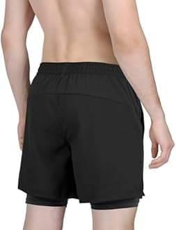 Tyzrdnac Men's 2 in 1 Athletic Quick Dry Shorts,Running Lightweight,Sweat Wicking Gym Workout Elastic Short