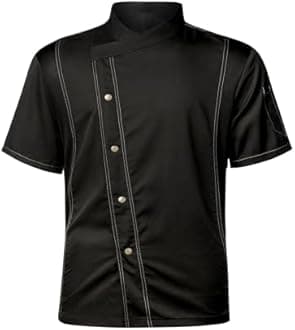 QUNBZOU Unisex Chef Coat for Men Women Short Sleeves Solid Chef Jacket Hotel Restaurant Work Shirt Uniform