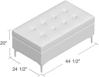 Spuyten Faux Leather Ottoman Storage Bench Two Seater Sofa Bench with Storage Ottoman with Storage Footrest Ottoman Pouffe for Living Room Bedroom Entryways (Black)