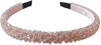 Vogue Hair Accessories Women's Plastic Crystal Beaded Hairband for Women and Girls, Pack of 1 - Pink