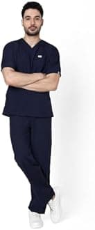 KNYA Active Men's 5-Pocket New Gen Scrubsuit V Neck Flexibile & Comfortable Top & Bottom Easily Accessible Pockets Uniform for Doctors