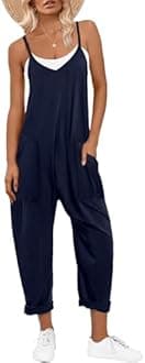 ANRABESS Women's Casual Loose Sleeveless Jumpsuits Adjustbale Spaghetti Strap V Neck Harem Long Pants Overalls with Pockets