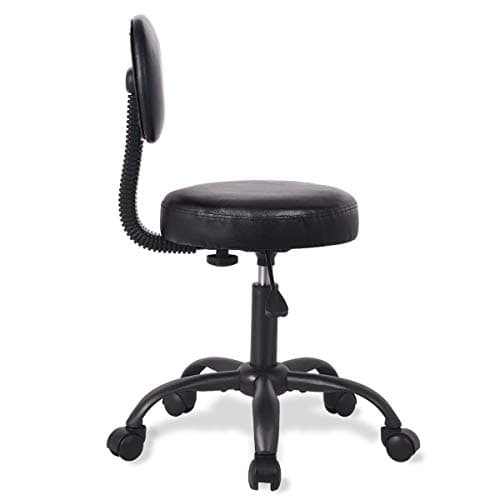 Amolife Rolling Stool Adjustable Stool Massage Stool Swivel Office Desk Chair with Back and Wheels for Home, Office, Spa, Shop, Vanity in Fully Black