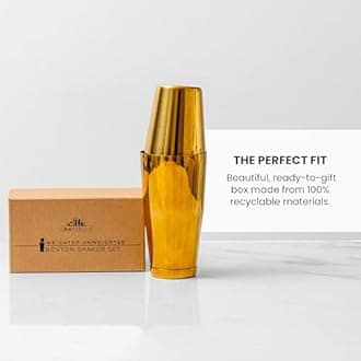 A Bar Above W/W Gold Boston Shakers: Two-Piece Professional Cocktail Shakers Weighted 28oz Martini Drink - Gold Finish - Made from Stainless Steel 304