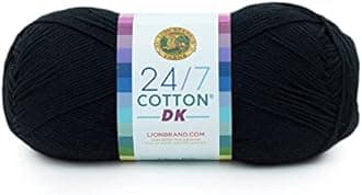Lion Brand Yarn 24/7 Cotton DK Yarn, Caviar