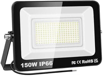 PICAA LED Flood Light Outdoor,150W 15000 Lumens Super Bright 6500K Cold White LED Safety Light, IP65 Waterproof, for Garden, Courtyard, Patio, Square, Factory
