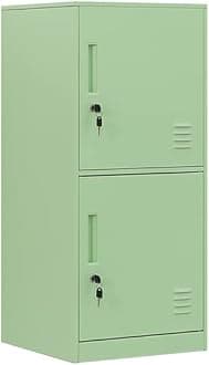 2 Door Metal Vertical Storage Locker for Kids Bedroom, Children Room, School, Office, Home,Stackable Steel Storage Cabinet for Toys, Sports Equipment,Anti-Tilting Device. (2D, Green)