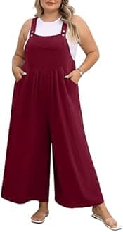 OLRIK Plus Size Jumpsuit for Women Wide Leg Adjustable Straps Overalls Loose Fit Romper with Pockets Spring Summer