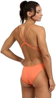 ARENA Women's Performance Women's Team Solid Lace Back Swimsuit One Piece Bathing Suit One Piece Swimsuit