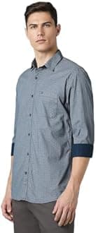 Peter England Men's Everyday Ditsy Print Slim Fit Full Sleeve Casual Shirt | 100% Cotton