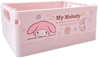 My Melody Cute Storage Box,Kawaii Mini Desk Organizer for Girls,Cute Foldable Baskets Desk Box,Office Desk Bathroom Vanity Room Decor,Gift for Girls Women Kid