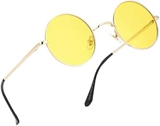 Teumire Retro Small Round Polarized Sunglasses for Men Women Circle Hippie Style Sun Glasses