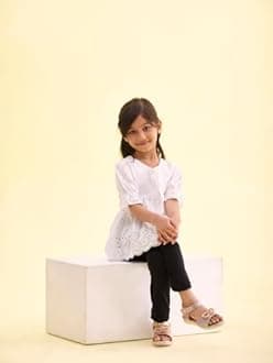 GO COLORS Girl's Slim Fit High Rise Cotton Ankle Length Leggings