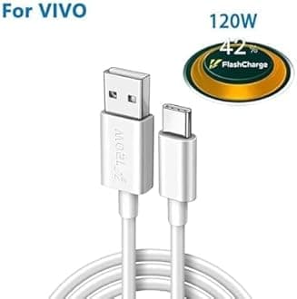 Original 120 Watt Flash Charging USB to C Cable Compatible with vivo X90, X90 Pro, X80, X80 Pro, X70, X70 Pro, X60, X60 Pro, iqoo Neo 6, Neo 7, Neo 7 Pro (120W Cable) (APR190)