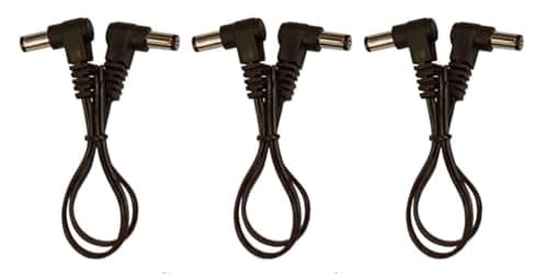 (3) Pack 1 Foot Right Angle DC Power 5.5mm x 2.1mm Flat Patch Cables Wire Male Male