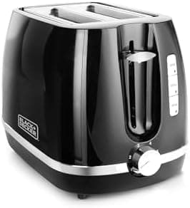 Black+Decker BXTO0202IN 870-Watt 2 Slice Pop-up Toaster with Bun Warmer | Browning Control with 6 levels | Easy Cleaning| 2-Year Warranty (Black)