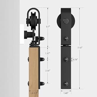 5FT Bi-Folding Sliding Barn Door Hardware Kit,Heavy Duty Roller Track Kit for 2 Doors Side Mounted,Smoothly and Quietly,Easy to Install,Black