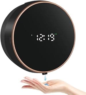 Monstake Automatic Soap Dispenser 3 Levels Adjustable Automatic Washing-Up Liquid Dispenser Wall Mounted No Drilling 300 ml for Shower Kitchen Black