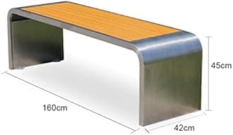 Outdoor Garden Bench Contemporary Plank Design Outdoor Dining Bench 59/63 Inch Park Bench Stainless Steel Bench Outdoor Plastic Wood Bench Leisure Seat Park Bench (Style : A)