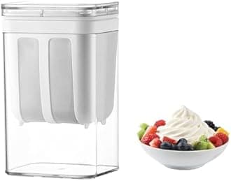 Greek Yogurt Strainer, 1400ml Multi Yoghurt Maker Strainer with Fine Mesh Bag & Lid for Thick Greek Yogurt, Soybean Milk, Kefir, Berries, Soup, Fruit Juice, Coffee (White)