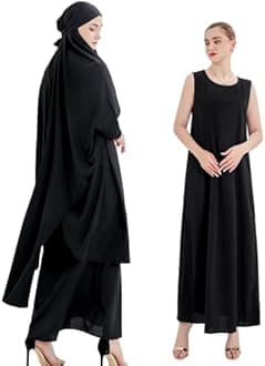 Jilbab Dresses- Abayas for Women Muslim With Niqab- Prayer Clothes - Burka - Hijabs - Khimar- Islamic Dress, Black, XXL