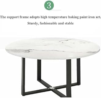 RUANLOV Round Dining Table Set,7-Piece Set with 6 Dining PU Leather Chairs for Home, Kitchen, Restaurant, Pub, Living Room (C 120CMX120CMX75CM)