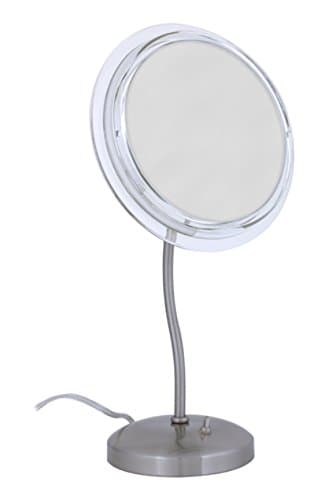 Zadro SURROUND LIGHT Lighted Single Sided S-Neck Vanity Mirror, Satin Nickel