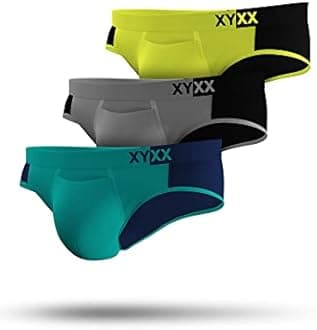 XYXX Men's Dualist Micromodal Regular Fit Colorblock Antimicrobial Briefs with No Marks Waistband (Pack of 3)