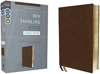 NIV, Thinline Bible, Large Print, Leathersoft, Brown, Red Letter, Comfort Print