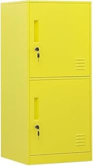 2 Door Metal Vertical Storage Locker for Kids Bedroom, Children Room, School, Office, Home ,Stackable Steel Storage Cabinet for Toys, Clothes & Sports Equipment,Anti-falling Device. (2D, yellow)