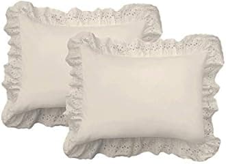 Fresh Ideas Eyelet Shams Set, Cotton, Ivory, King 2-Pack
