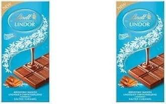 Lindt Lindor Milk Chocolate Salted Caramel Bar, 100g (Pack of 2)