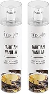 Instyle Fragrances | Body & Hair Mist | Tahitian Vanilla Scent | With Panthenol | CLEAN, Vegan, Paraben Free, Phthalate Free | Premium 8 Fl Oz Spray Bottle (Pack of 2)