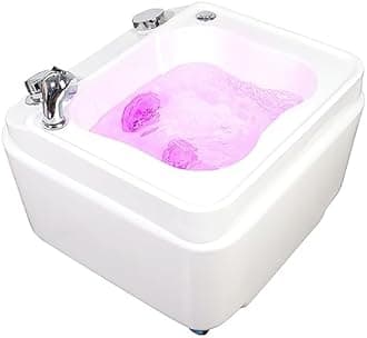 BAYTE Acrylic Massage Footbath Feet Soaking Tub Pedicure Bowl Massage Foot Spa Massage Colorful Lamp Footbath with Pedicure Foot Rest Pedicure Bowl Foot Detox Bucket Tub for Home Spa Treatment.