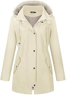 LOMON Women Waterproof Outdoor Hiking Raincoat Women Lined Rain Jacket Lightweight Hooded Jackets Trench Coats