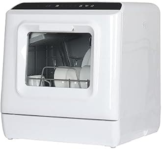 Table Top Dishwasher, Mini Countertop Dishwasher with 4 Place Settings, 5L Built-in Water Tank, 5+1 Programmes, Touch Control, LED Display, Baby Care & Fruit Wash