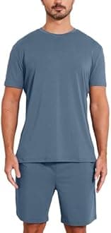 netdraw Men's Ultra Soft Bamboo Viscose Pajama Sets Lightweight Comfy Lounge Sleep Short Sleeve Pjs Sleepwear