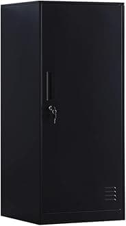 1 Door Metal Vertical Storage Locker for Kids Bedroom, Children Room, School, Office, Home,Stackable Steel Storage Cabinet for Toys, Sports Equipment,Anti-Tilting Device.(Black, 1D)