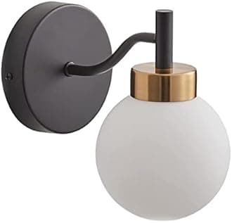 SINOMAN Metal Wall Lights for Living Room Modern Wall Lamps for Bedroom or Home Decoration (Doom Glass (Black-Gold), Without Bulb)