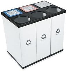 RecycleBoxBin Triple Recycling Bin - Large Capacity (25 gal. per Bin), All Plastic, Light-Weight, with Changeable Label System